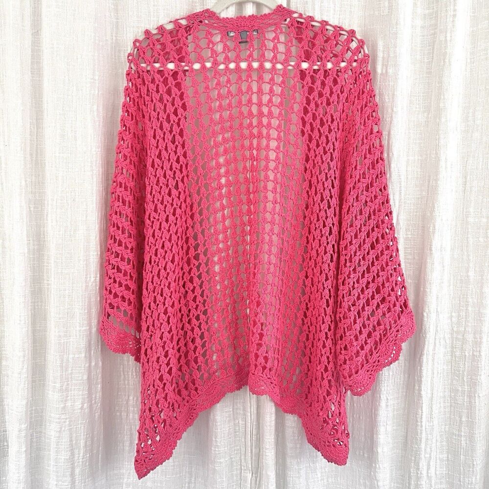 Jessica London Open Crochet Cardigan - Pink - Picture 6 of 8